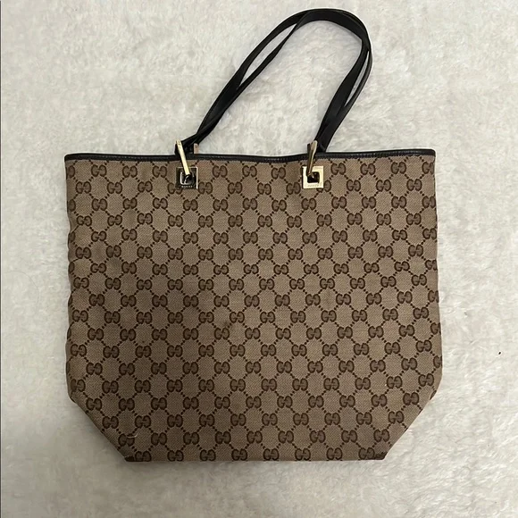 Authentic Gucci Brown and Black Monogram Tote Bag - Picture 2 of 12